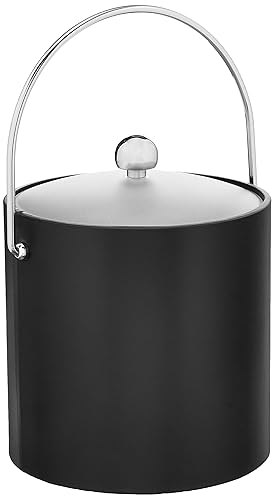 Kraftware Bartenders Choice Fun Colors Collection Ice Bucket 3-Quart, Black, Double Wall Construction, Keep Ice Perfectly Chille